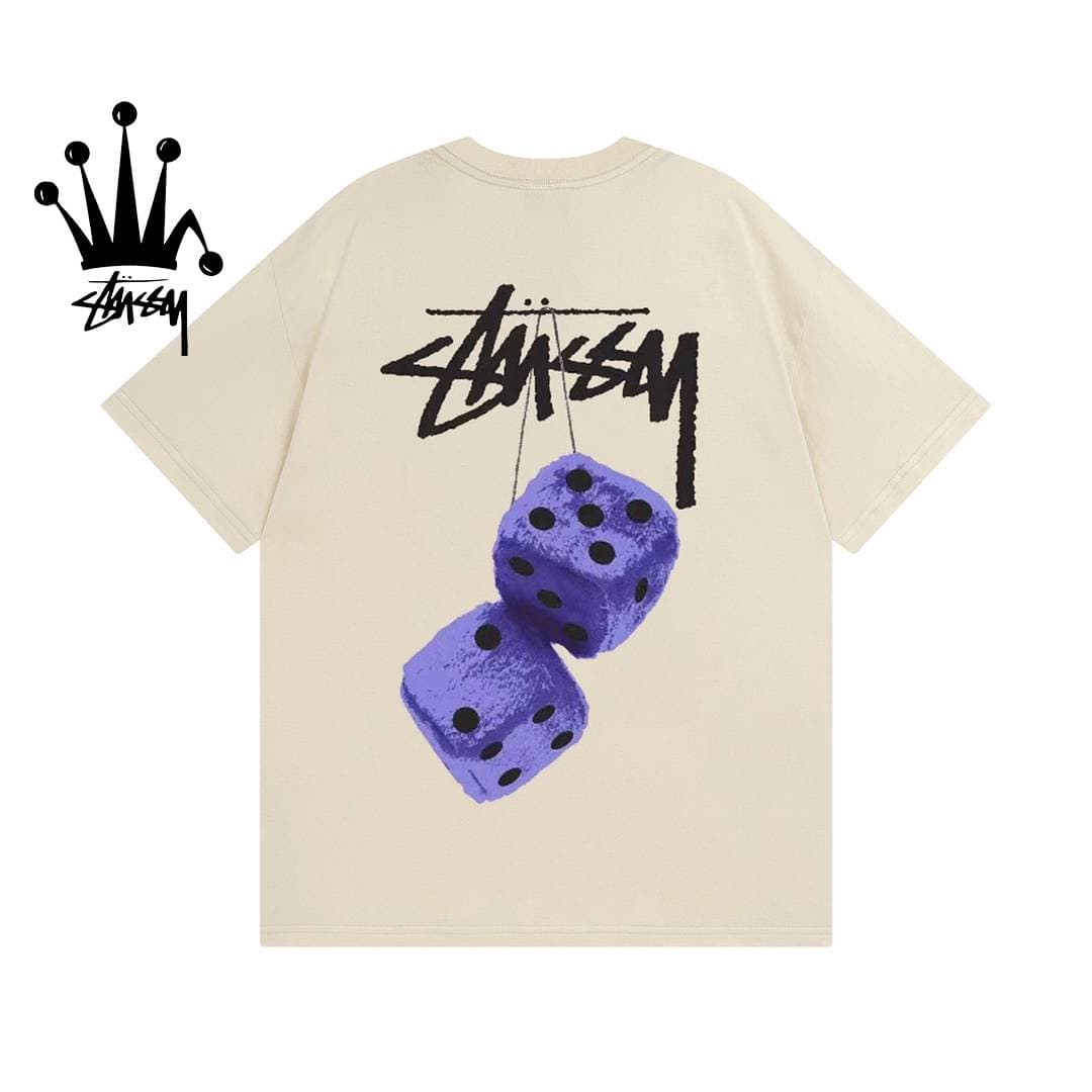 T-shirt à manches courtes en coton imprimé motif dés Stussy