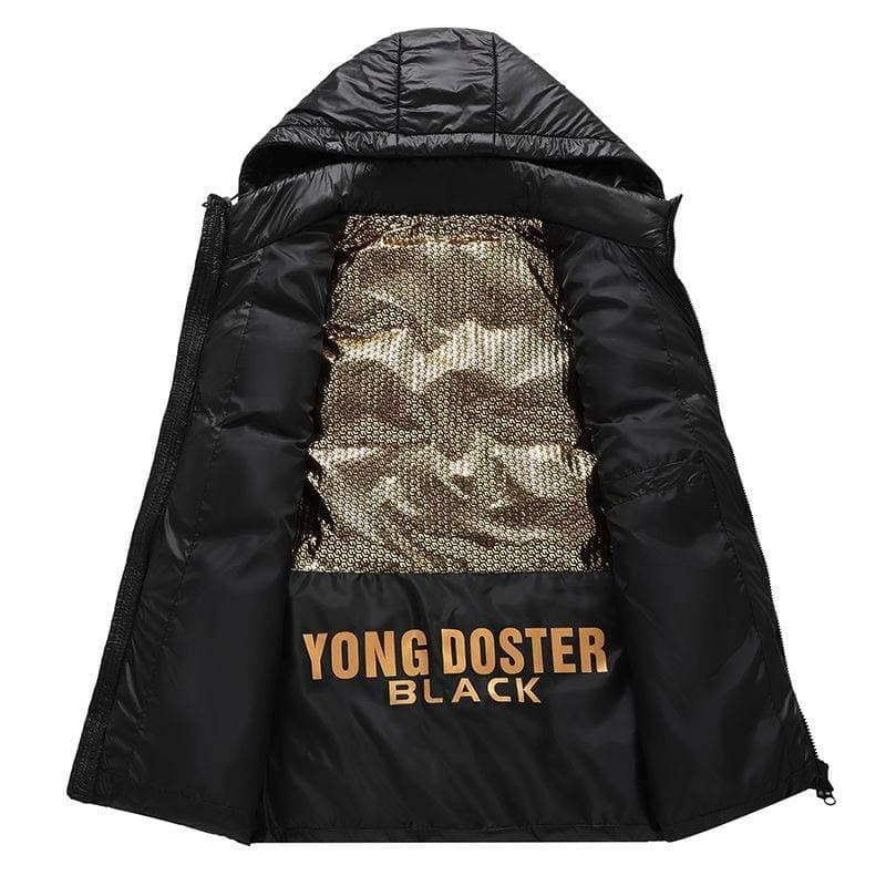 Men's Clothing New Windproof Autumn And Winter Quality Printed Vest, Thick Cotton Coat With Hood For Warmth