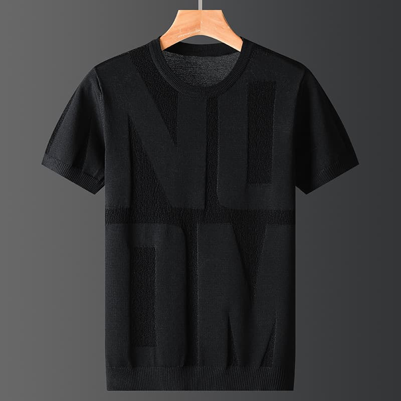 Men's Clothing Summer Ice Silk Short-sleeved Men's Thin Large-size Sweater Loose Round Neck Ice-cold Hollow Knitted Half-sleeve Processing