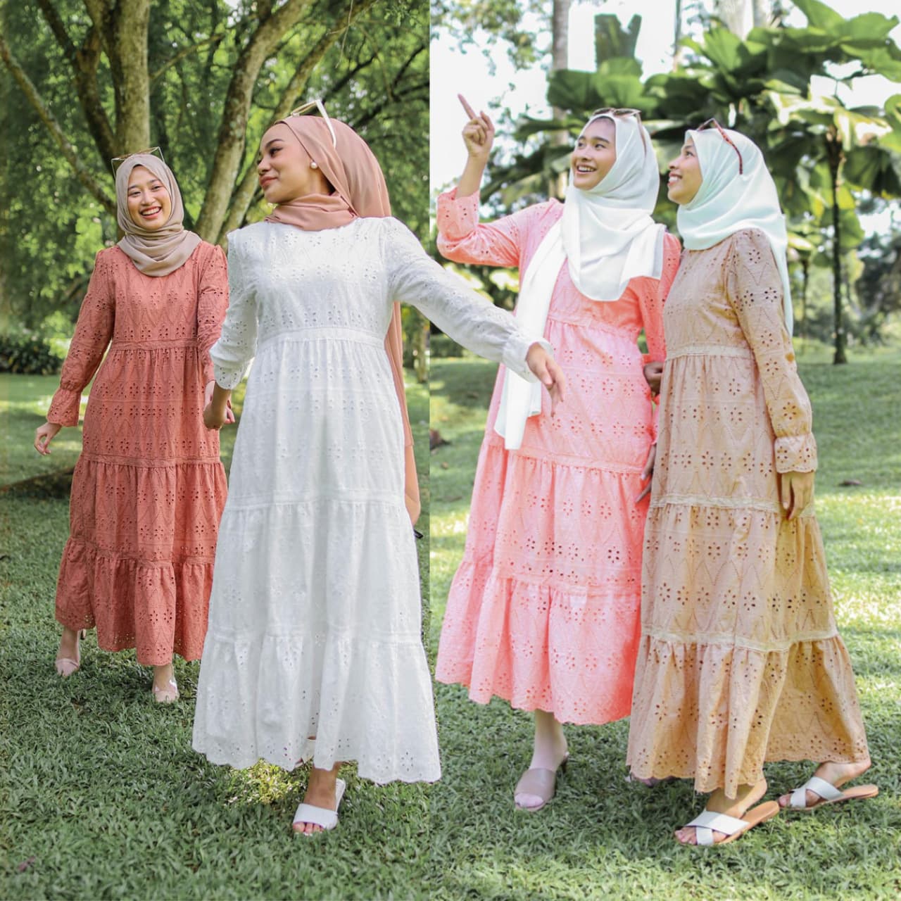 Women's Middle East women's dress Malaysia Indonesia openwork lace dress