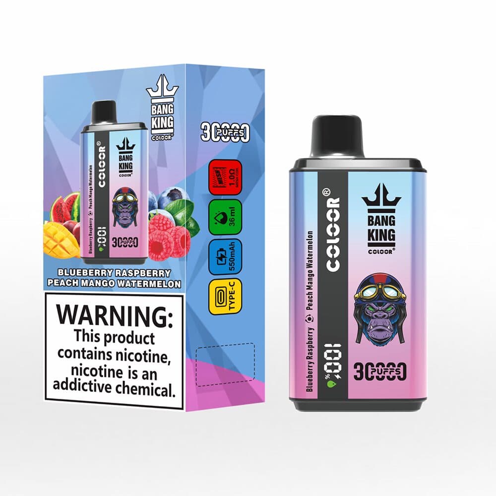 Bang King 30 000 bouffées, une cigarette électronique jetable, deux saveurs, 12 saveurs fruitées, capacité de 36 ml, batterie de 550 mAh
