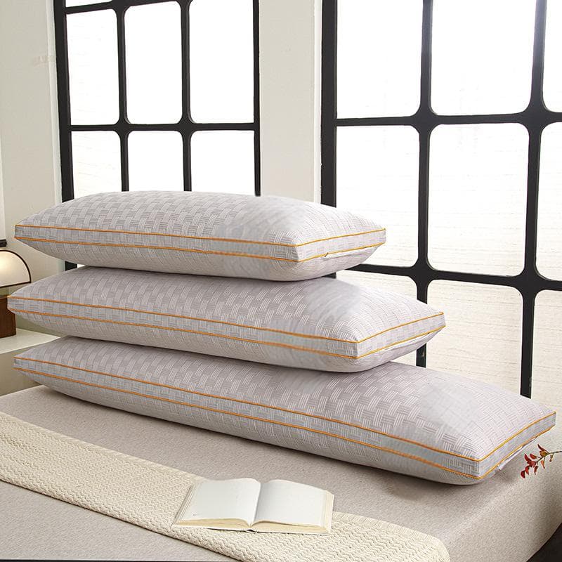 Waffle Textured Memory Foam Pillow Extra Long For Couples Breathable Soybean Fiber Core With Orthopedic Support