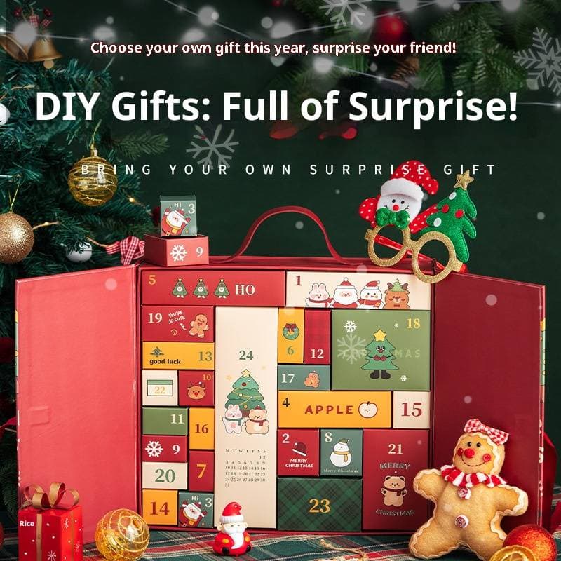 Christmas Countdown Calendar Gift Box – 24-Day Advent Blind Box Set (Elegant Foil & Festive Designs, Plastic Storage Case Included)