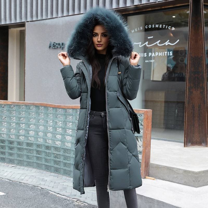 Women's Clothing Cotton Coat For Women New Winter Style Style Fashionable Waist Slimming Thickening And Lengthening Style Over The Knee Large