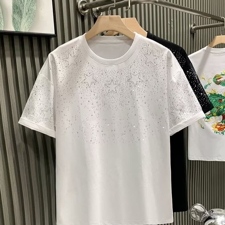 T-shirt à manches courtes imprimé lèvres et lettres, collection homme 2026