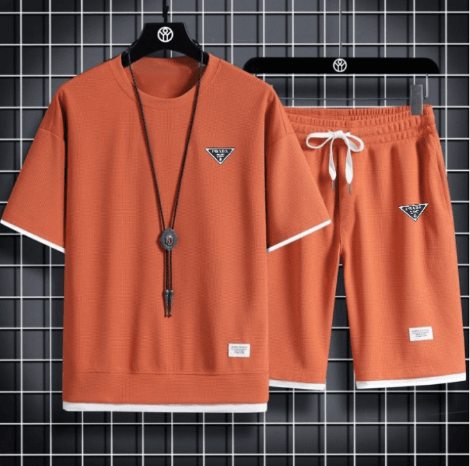 Vêtements pour hommes 2024 Nouvelle mode Triangle Label Waffle Fabric Casual Sports Suit