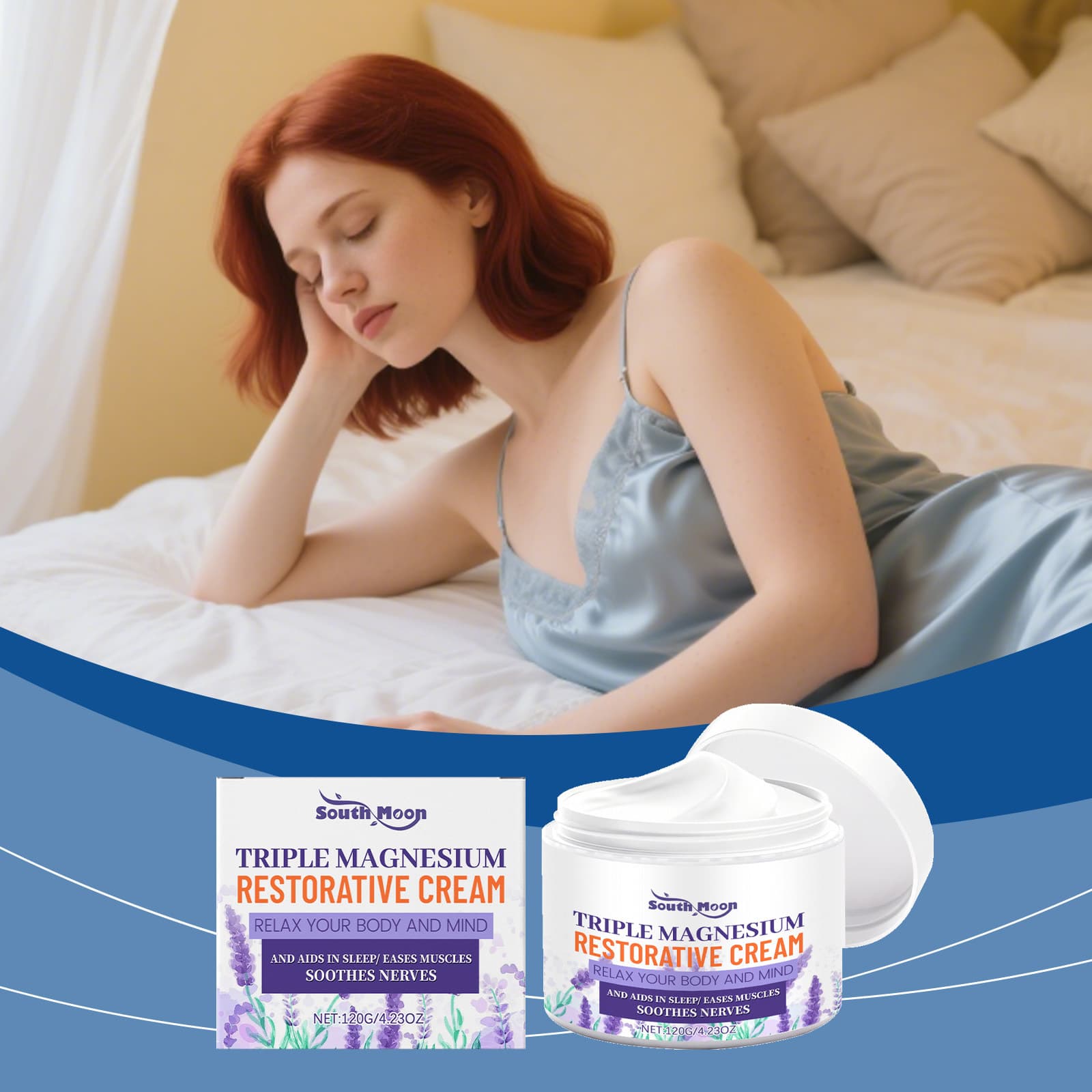 SOUTH MOON Moisturizing Gentle Nighttime Sleep Refreshing Skin Care Magnesium Cream After Exercise