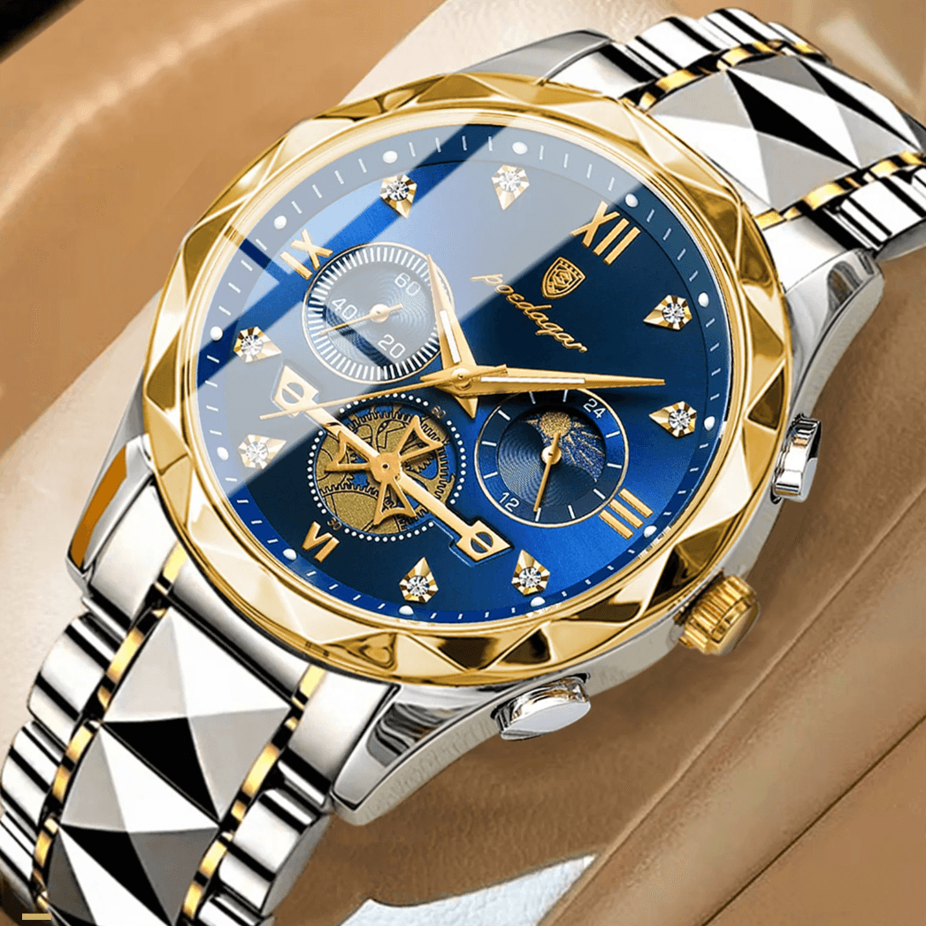 Man Quartz Wristwatch Luminous Chronograph Watch for Men Stainless Steel Watch
