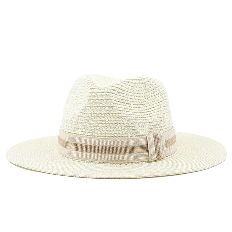 Fashion 54-58-60CM Womens Summer Panama Hats Wide Brim Straw Sun Beach Hat Men Fashion UPF UV Protection Fedoras Cap For Travel