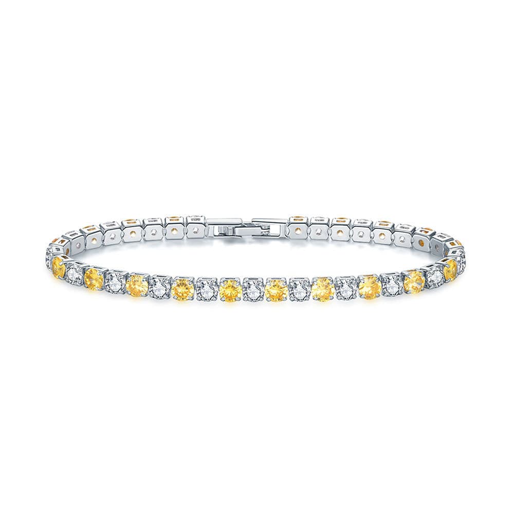 Bracelet en zircon à une rangée de diamants ronds de 4 mm, style tennis, bijou hip-hop à bordure croisée.