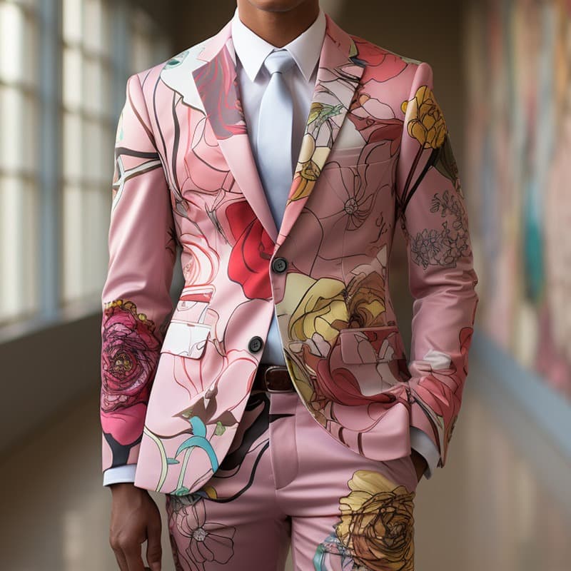 Men's Clothing 3D digital printing suit cos party stage nightclub shiny cool performance suit
