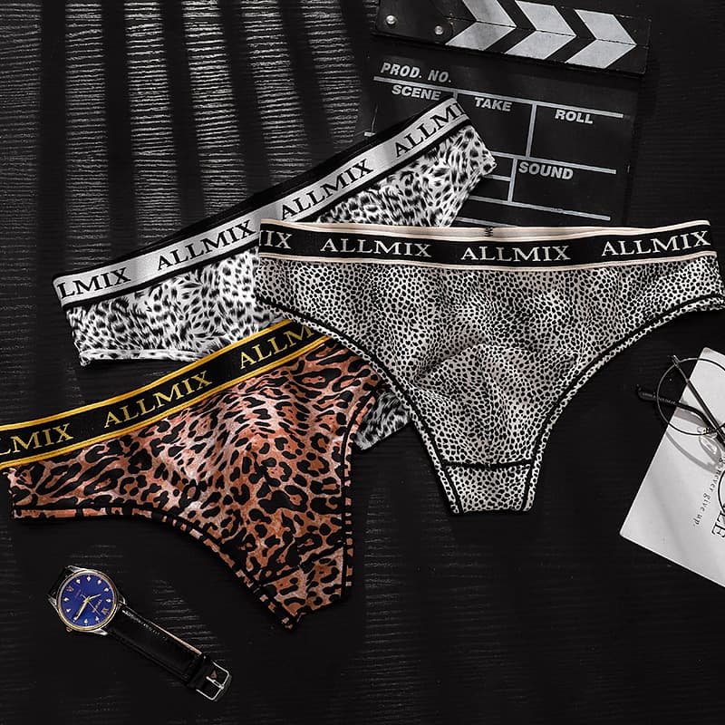 1pcs Men's sexy and interesting letters wide-waisted leopard print sports and fitness low-waist thong briefs briefs