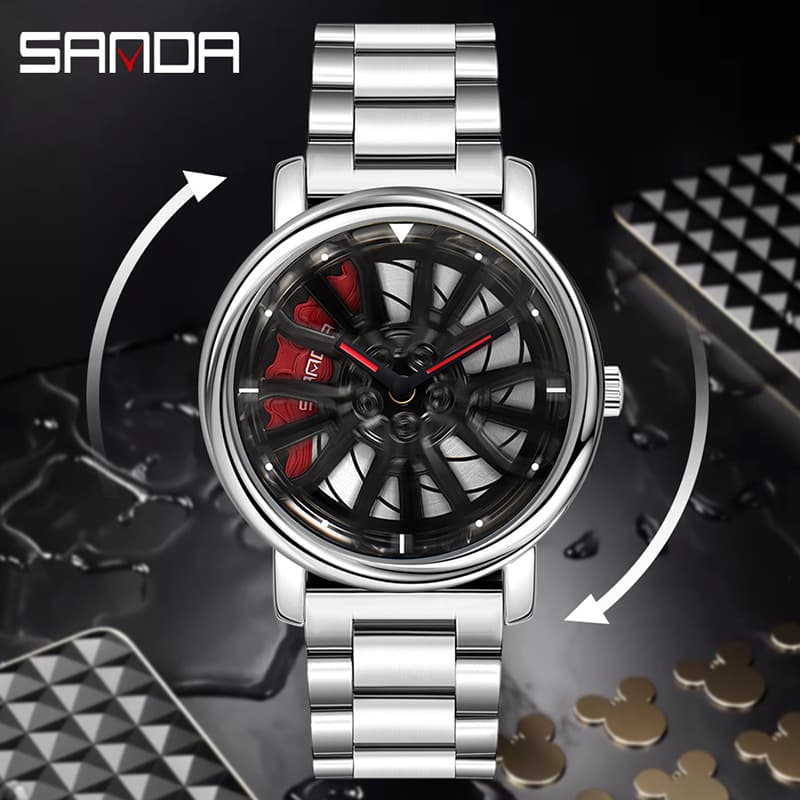 Montre homme élégante à cadran squelette, à quartz, avec bracelet en maille d'acier inoxydable, résistante à l'eau et au design luxueux et léger, idéale pour les occasions décontractées et professionnelles.