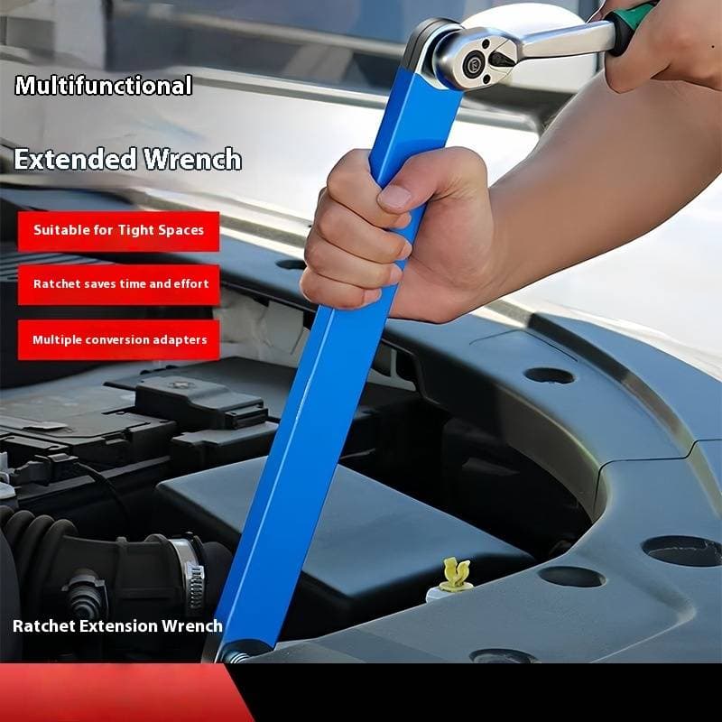 Multi-Function Extension Ratchet Wrench Tool - Universal Long Handle Dual-Ended Ratchet With Extension Bar, High Carbon Steel