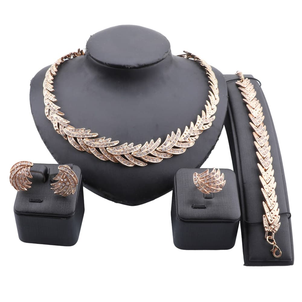 Fashion Nigerian Wedding African Beads Jewelry Sets Fashion Women Dubai Gold Color Jewelry Set Wholesale Costume Design