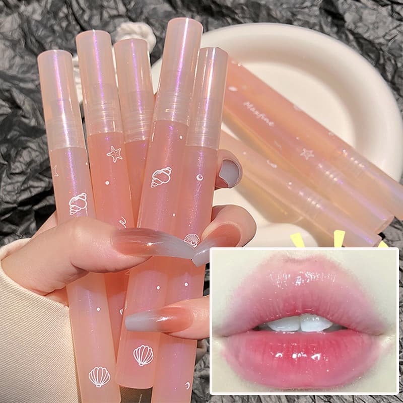 Glitter Water Light Lip Gloss Transparent Mirror Lip Tint Waterproof Not Fade Lasting Moisturizer Lip Plum proof