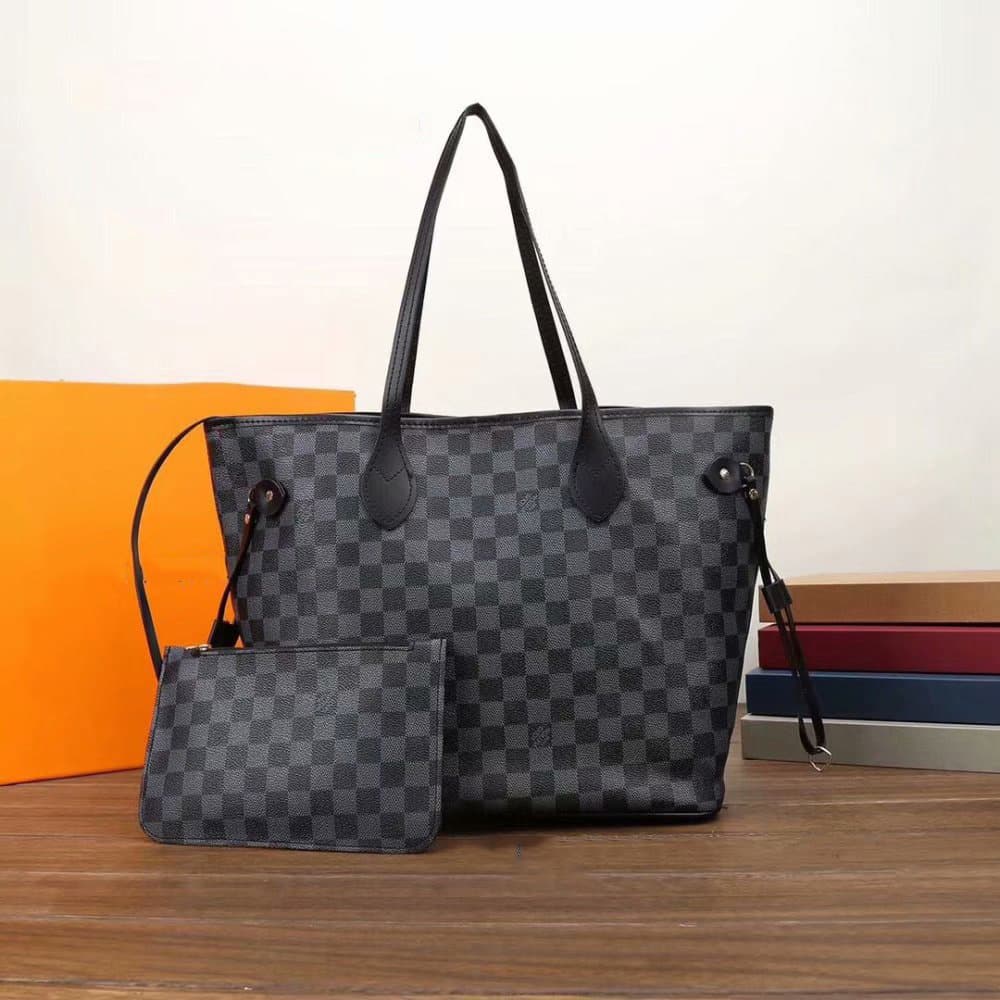 Sac à main de luxe de grande capacité, fourre-tout de Shopping, sac pour mère, Simple, impression de grille blanche, sac à bandoulière
