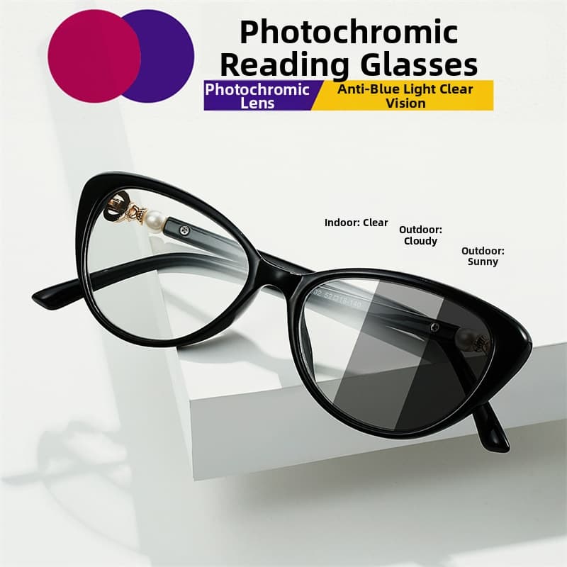 Women's Glasses Photochromic Reading Glasses Anti Blue Light Fashionable Single Vision Non Prescription Eyeglasses
