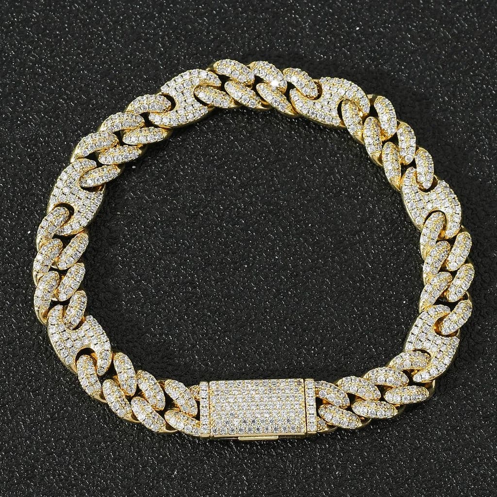Mossan Diamond Miami 10mm Wide Pig Nose Trend Bra Micro-inset Zircon Cuban Chain Male And Female Rapper Hip Hop