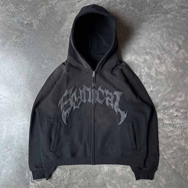 2024 Unisex Street Dark Clothing Y2k Zippered Hoodie