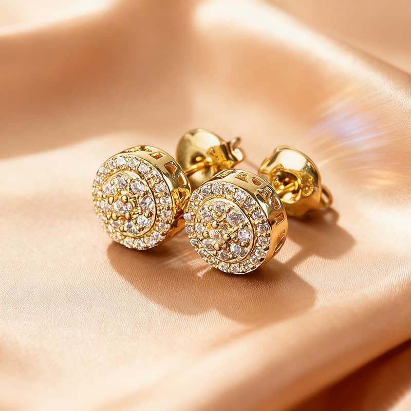Super Shiny Full Diamond Round For Men 2026 New Hot Ins Unique Design Zircon Earrings