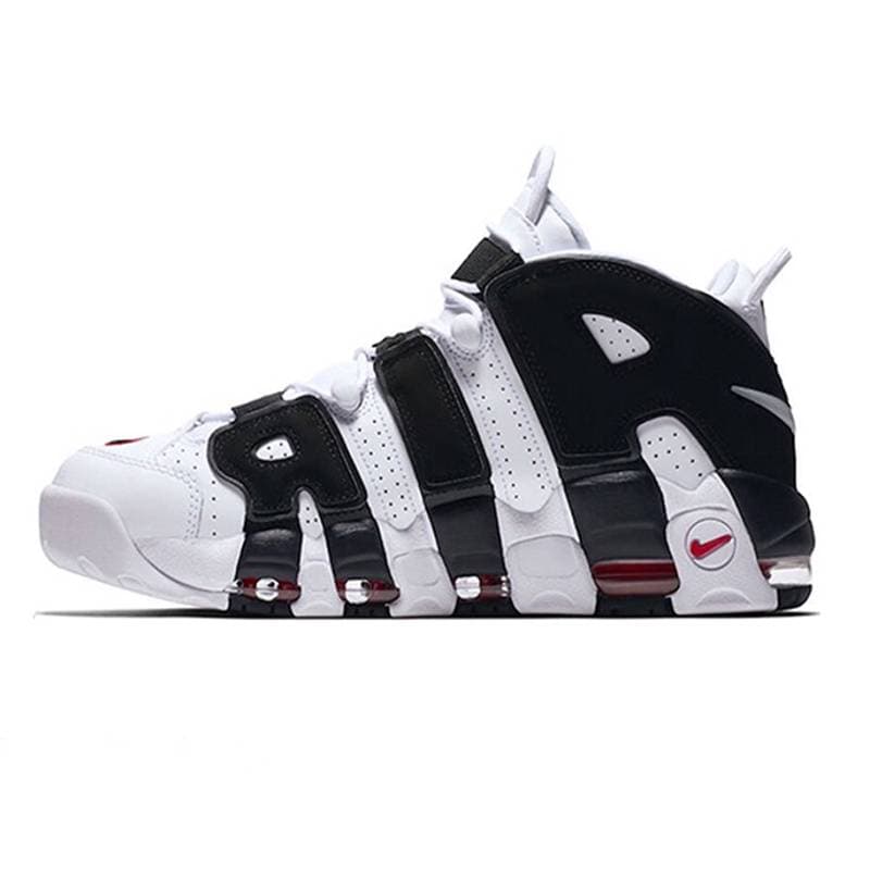 Chaussures de basket-ball Hommes Nikes Airs More Uptempo 96 Total Scottie Pippen Blanc Varsity Rouge Vert Multi Noir Bulls Université Bleu Femmes Ba