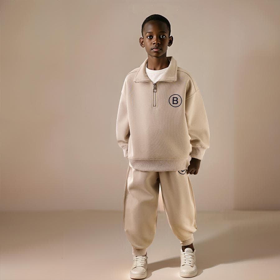 Boys' Letter Print Hoodie Set – Sporty 2-Piece Outfit (Breathable & Stylish)​
