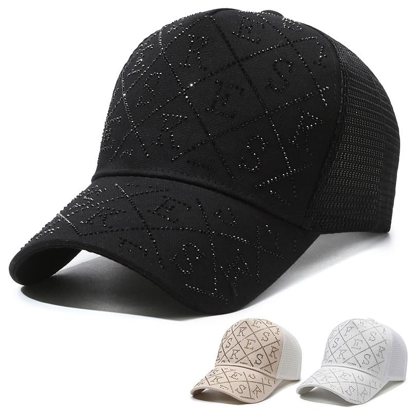 Unisex Instagram diamond-encrusted letter cap children spring/summer fashion temperament net cap breathable baseball cap tide