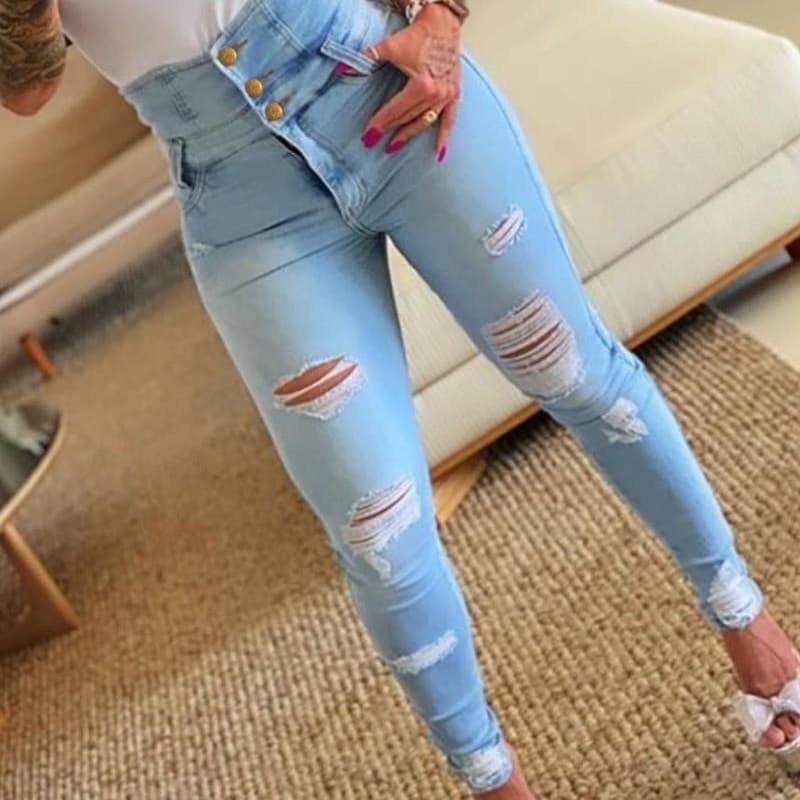 ​​Women's High Waist Skinny Jeans - Stretchy Ripped Denim Pants For Women, Slim Fit Distressed Jeans With Comfortable Cotton Blend​​