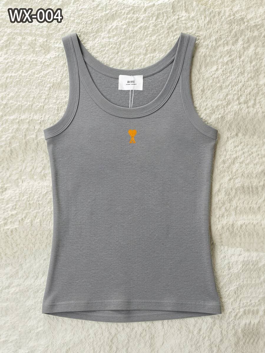 Débardeur sans manches Ami Paris pour femme, logo cœur, coupe ajustée.