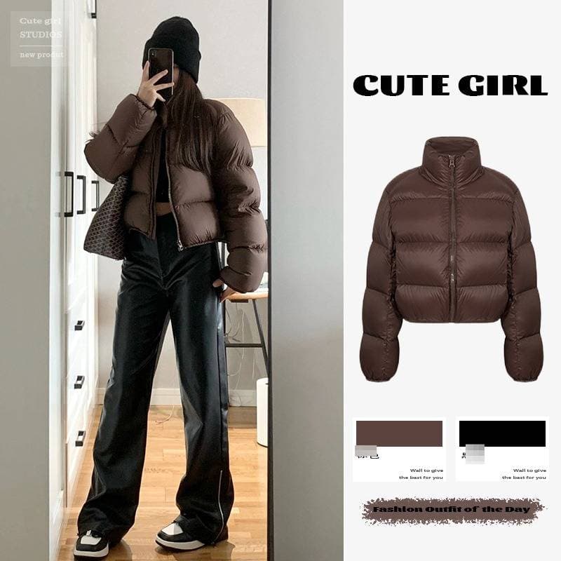 ​​Women’s Retro Baseball Jacket – Winter Down Cotton Coat, Street Style, Slim Fit, American Vintage Look​​