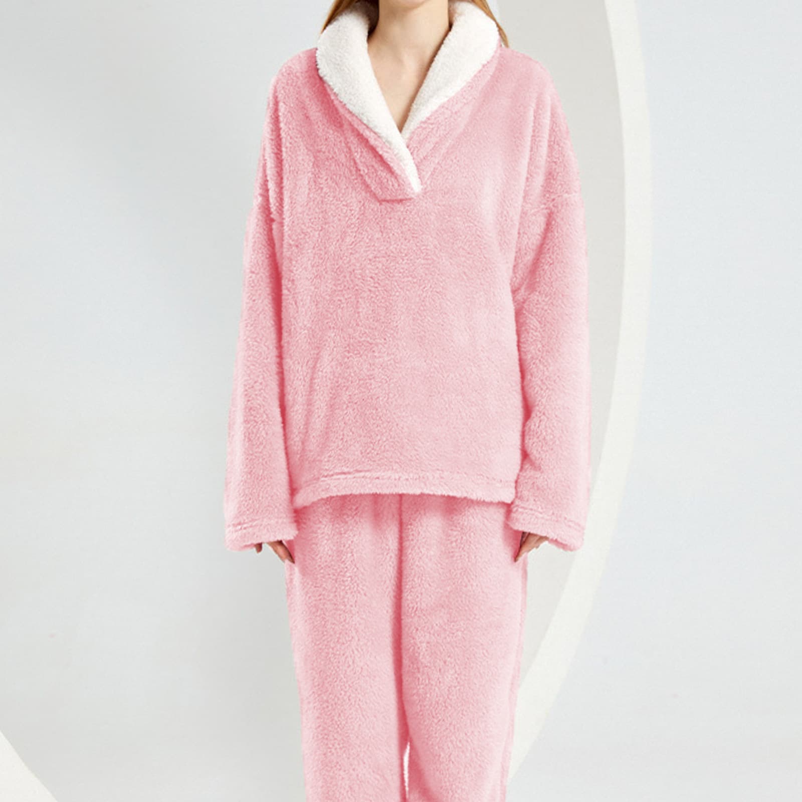 Winter Women's Coral Fleece Comfortable Soft Pajamas Sleep Pants Plus Size Homewear Set Outerwear Warm