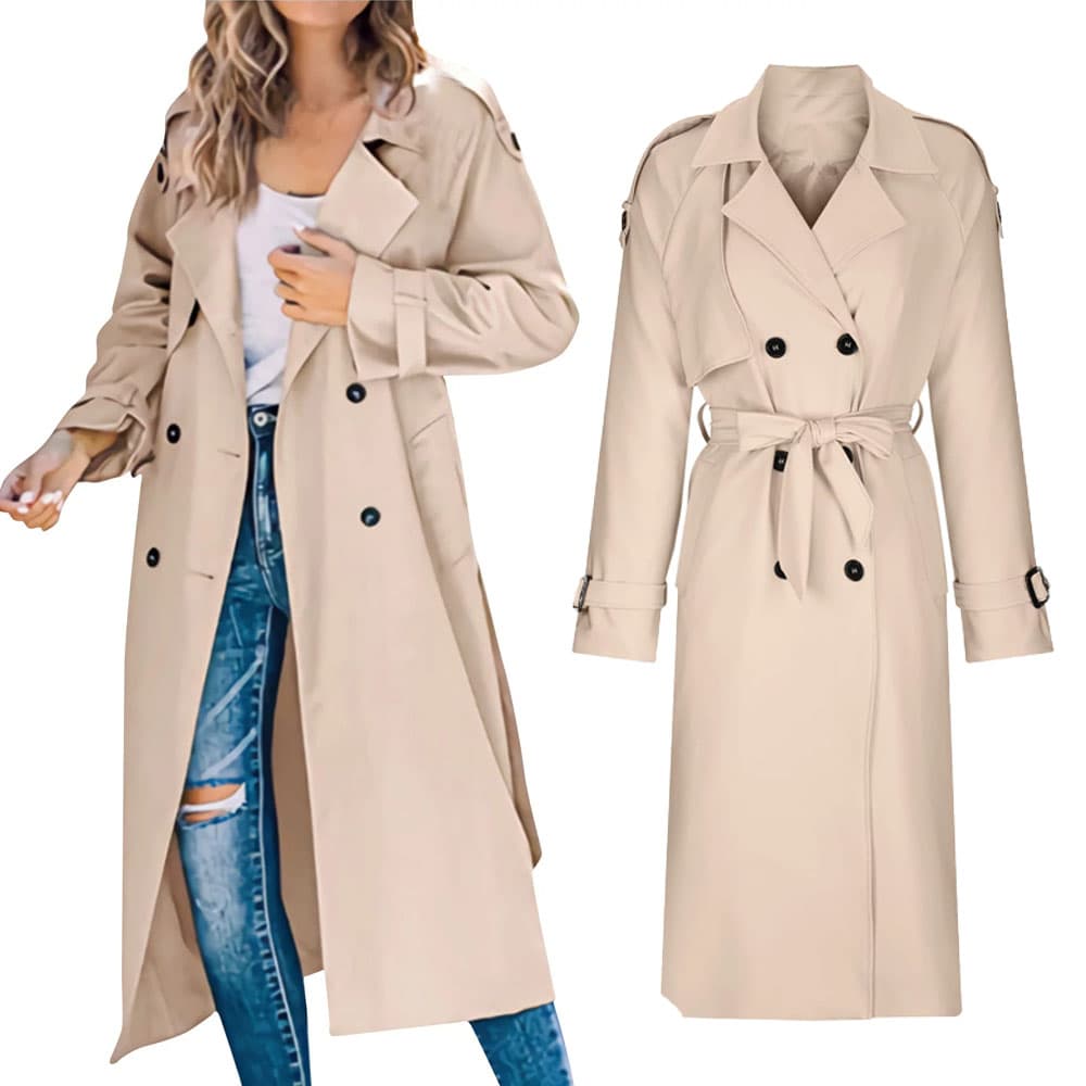 Women's Solid Color Casual Loose Trench Coat
