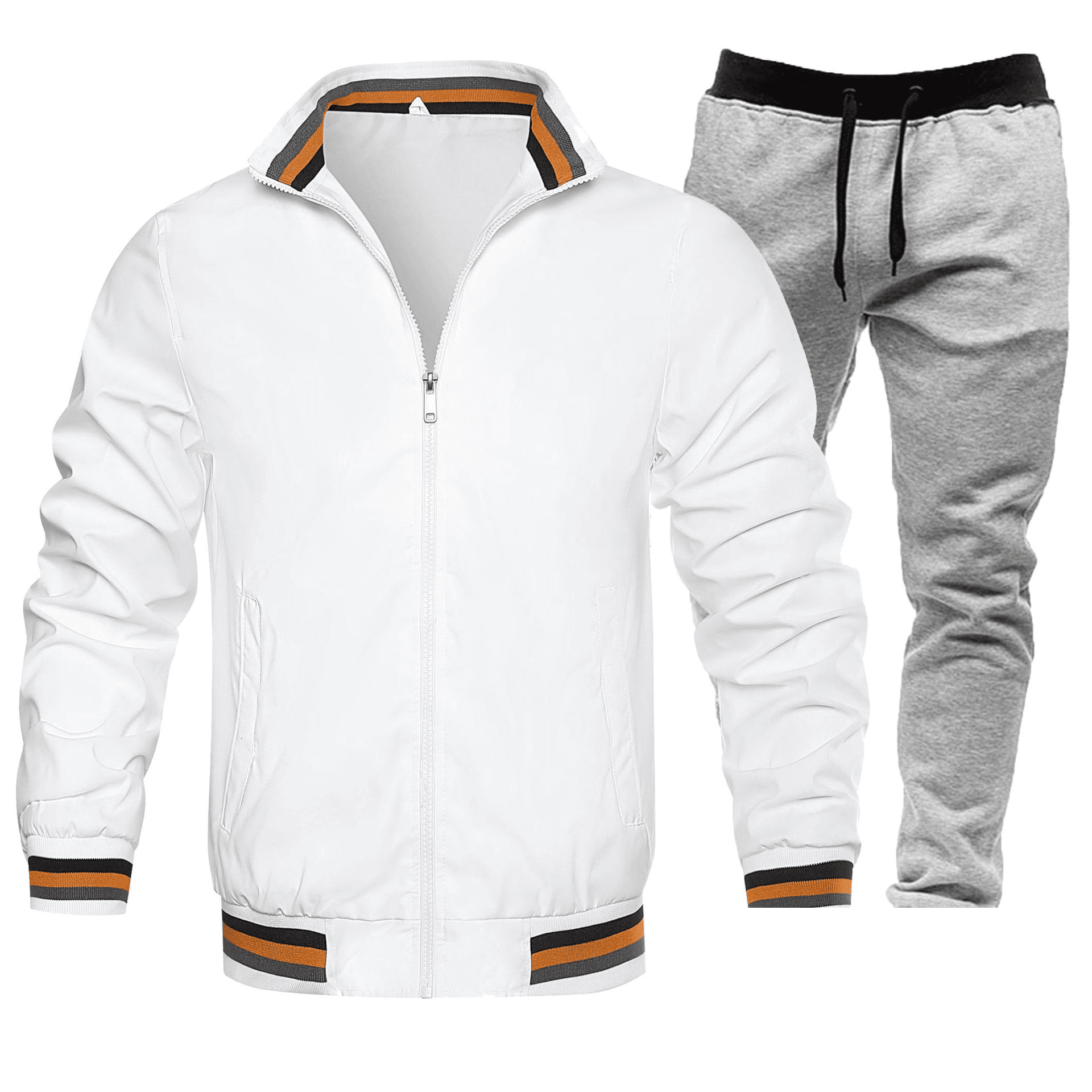 Men's Clothing New Men's Sweatshirt Youth Fashion Solid Color Leisure Sports Stitching Contrast Color Slim Jacket