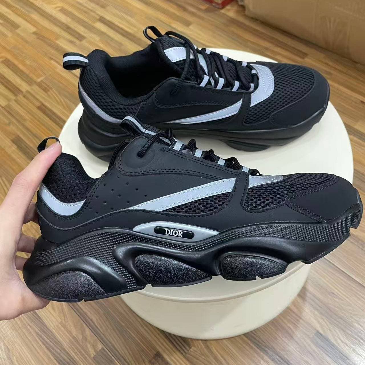 Dior B22 Chaussures décontractées pour hommes et femmes, en cuir et textile, style tendance et polyvalent, coupe basse.