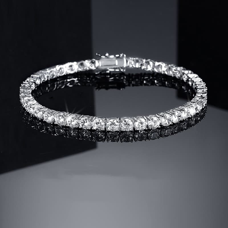Brass Casual Classic Style Round Plating Inlay Zircon Tennis Bracelet