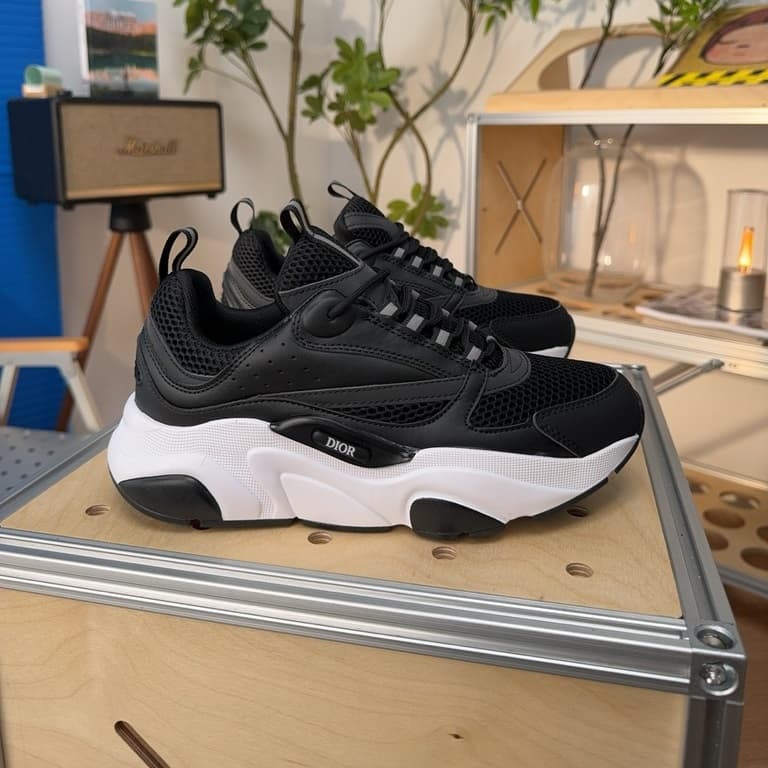 Dior B22 Chaussures décontractées pour hommes et femmes, en cuir et textile, style tendance et polyvalent, coupe basse.