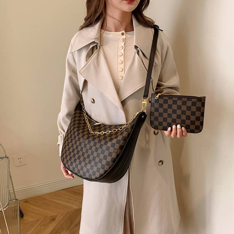 Sac à bandoulière léger et luxueux, texturé et haut de gamme, grande capacité, motif croissant rétro, polyvalent
