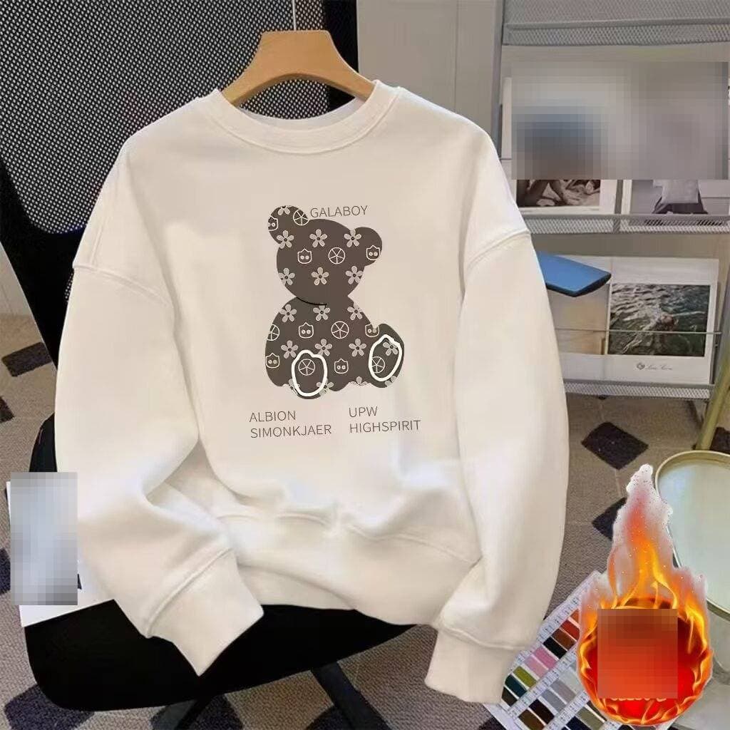 Unisex Heavyweight Sweatshirt – Premium Fleece-Lined Pullover, Oversized Fit, Soft Velvet & Cotton Blend (Black/White, S-5XL)