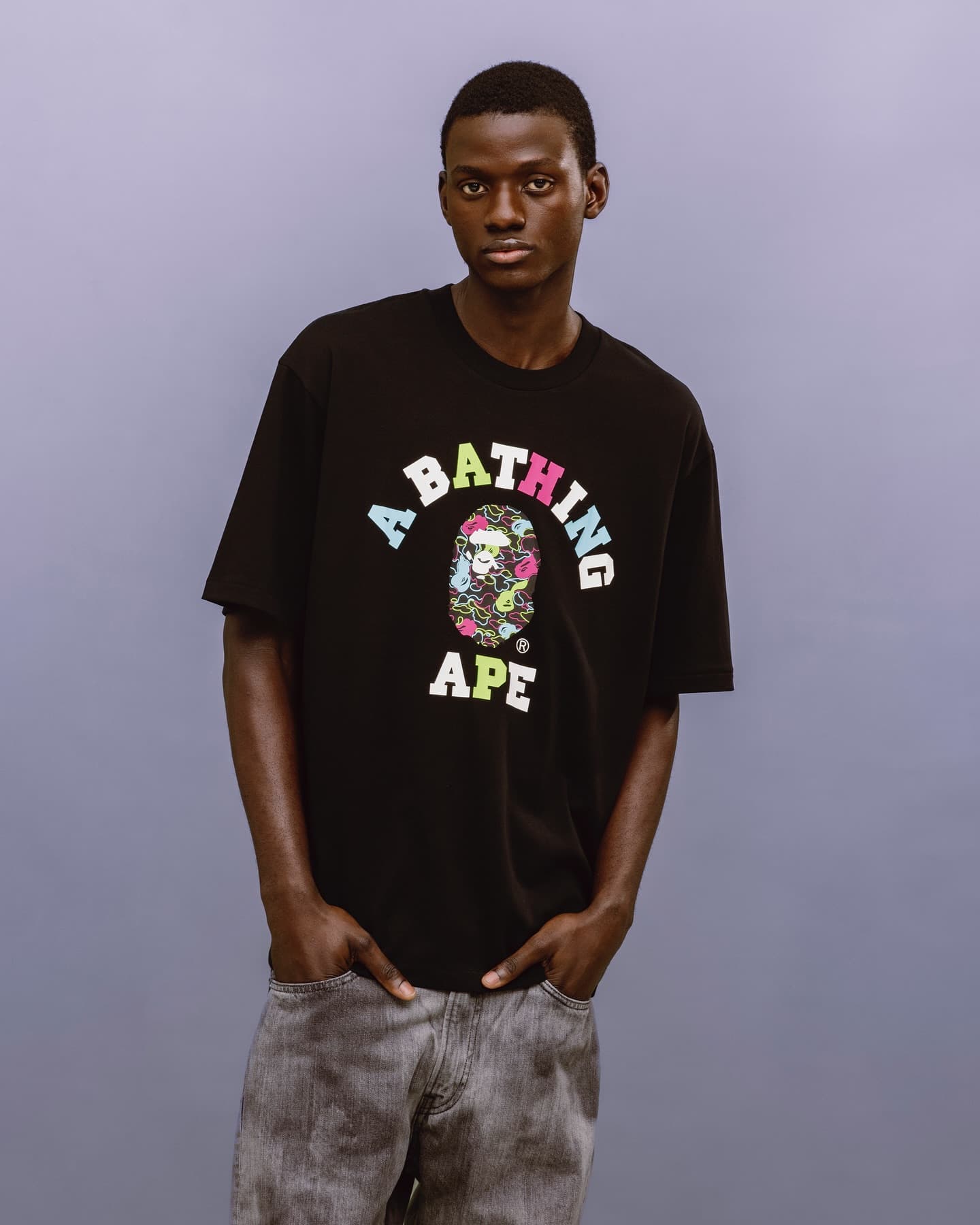 A BATHING APE 2026 New BAPE&Las Vegas Series Brand Logo Ape Head Pattern Printed Short Sleeve Top T-shirt
