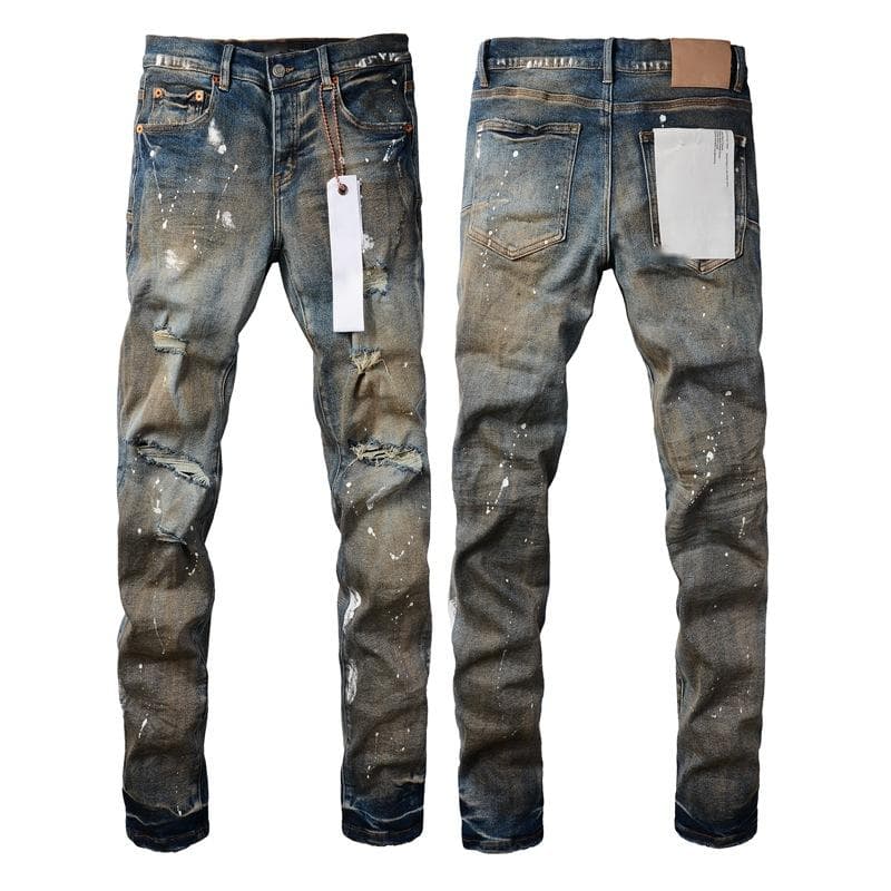 Jean déchiré violet de haute qualité pour homme, style streetwear