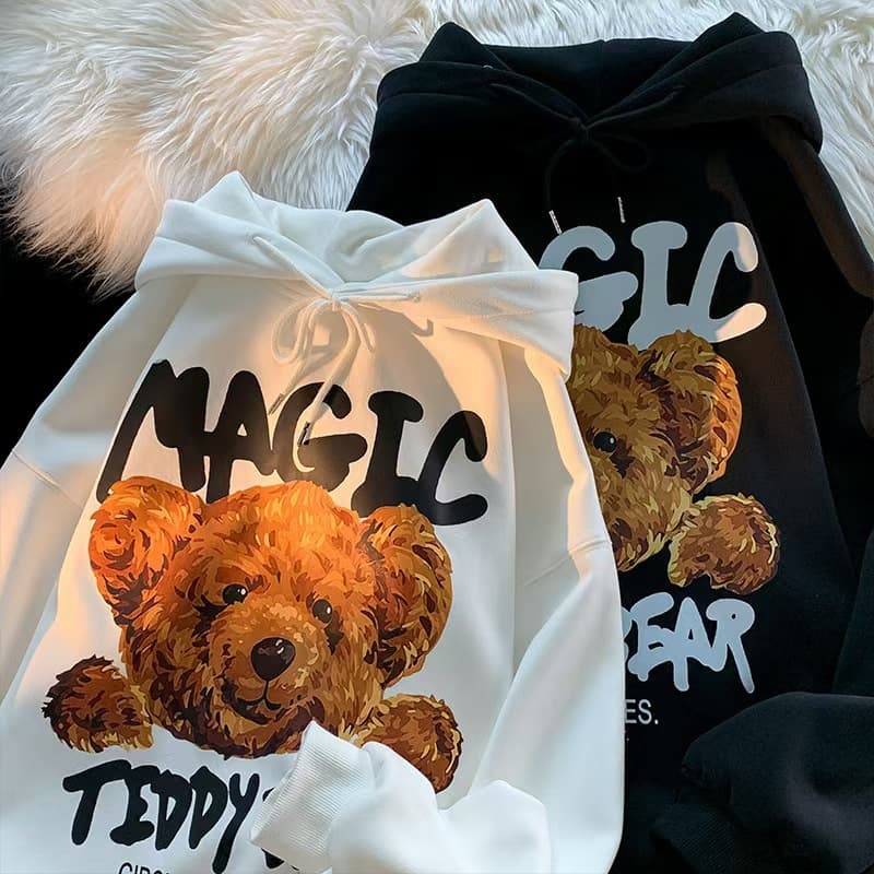 Women's Hip Hop Fleece Hoodie - Oversized Unisex Streetwear Pullover With 3D Print, Warm Winter Loungewear (White/Black, S-XXXL)