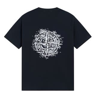 Stone men women island Mosaic logo printed short sleeve T-shirt