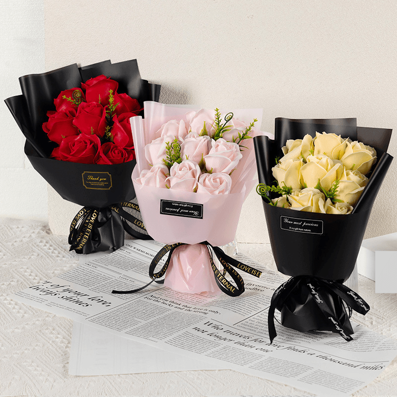 Christmas Valentine's Day Christmas gift 9 roses soap flower holiday souvenir simulation rose small bouquet