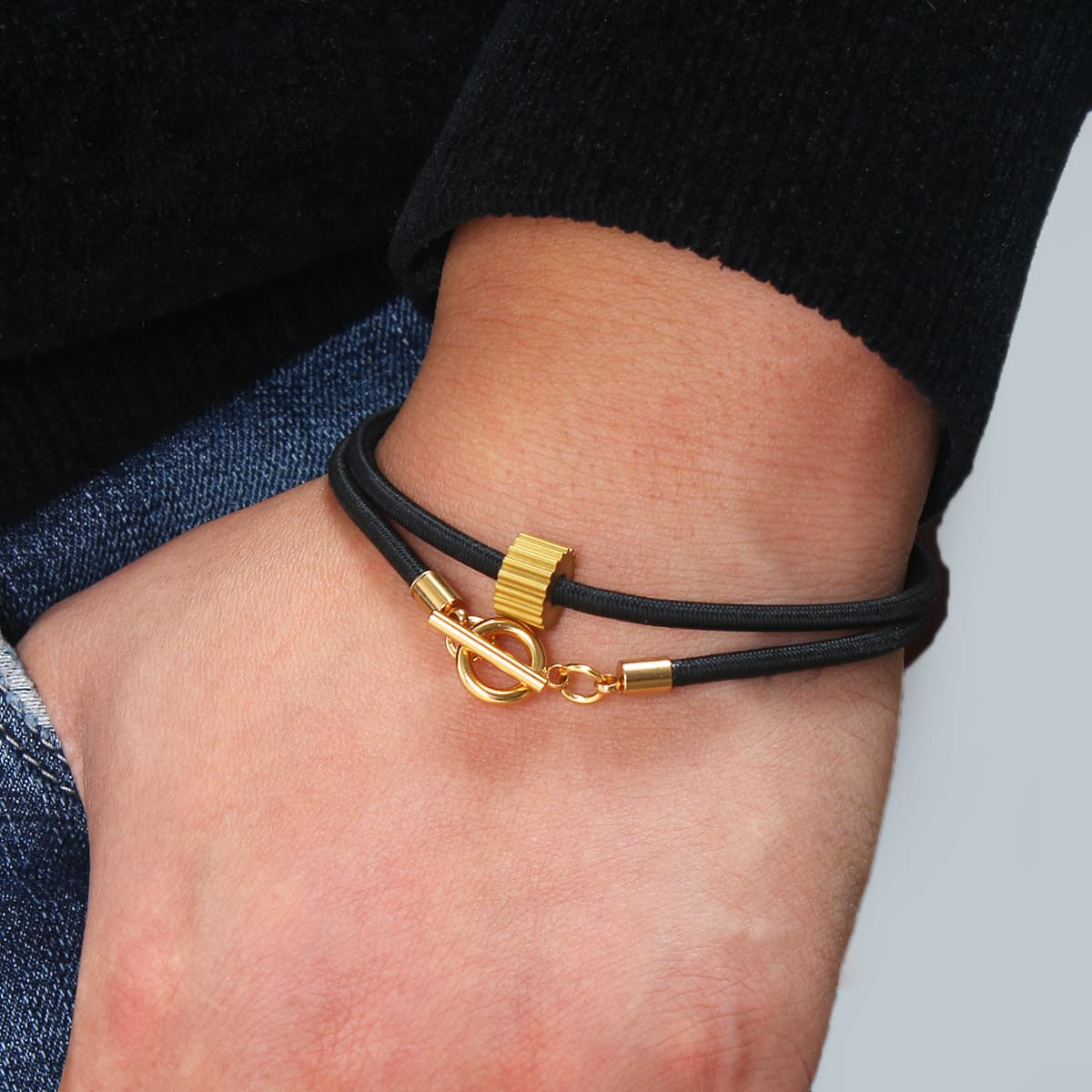 Gold tungsten carbide OT buckle double layer bracelet broken window broken glass escape hand rope men and women jewelry
