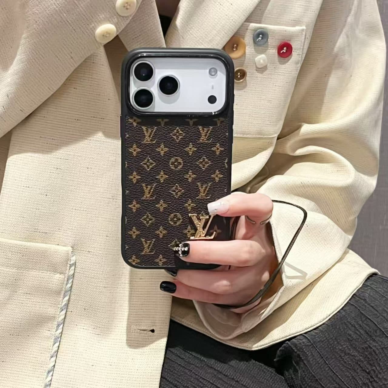 【Marque de luxe】Coque pour iPhone 17 Pro Max compatible avec iPhone 17/16/15/14/13 - Nouveau porte-cartes et cordon - Coque de protection pour t