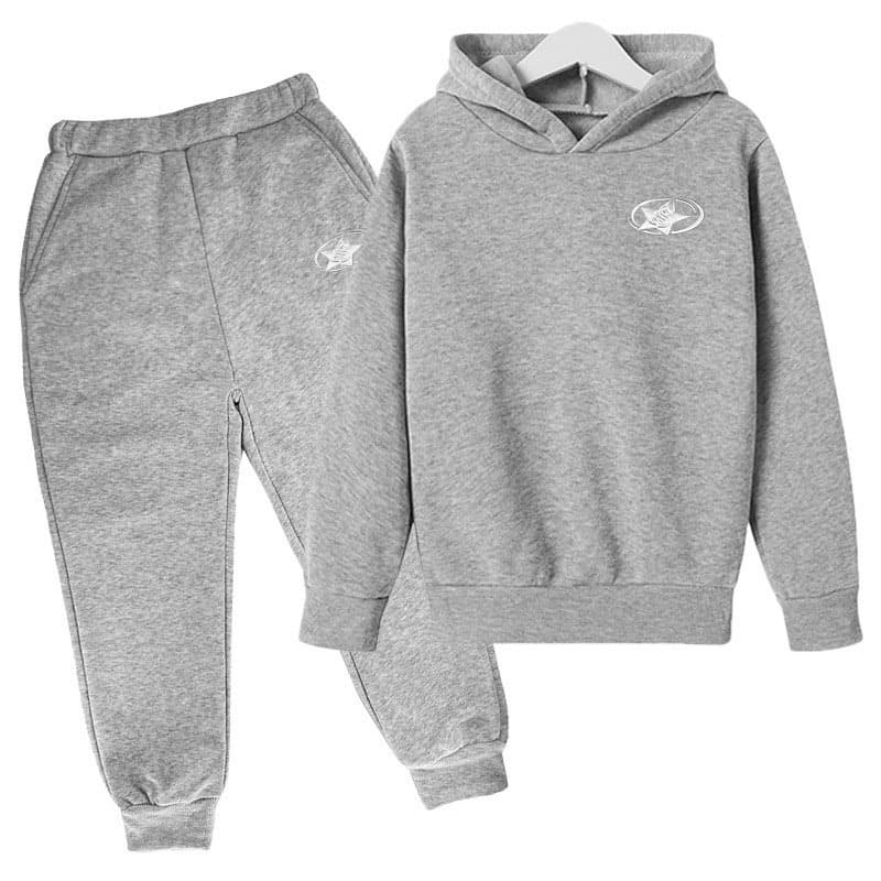 Kids' Star Embossed Fleece Hoodie & Pants Set - Winter Warm Two-Piece With 3D Silicone Details
