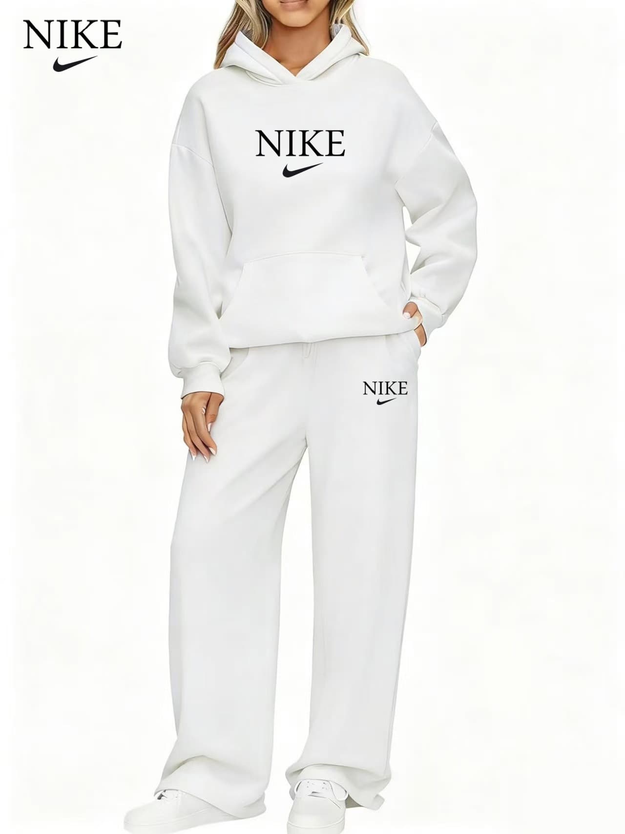Ensemble de survêtement Nike pour femme, sweat à capuche oversize, pantalon de jogging, style streetwear, 2 pièces
