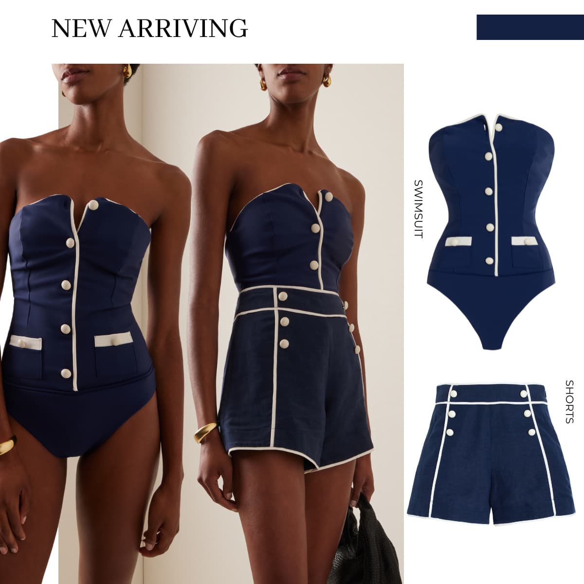 ​​Women's Navy Strapless Swimsuit Shorts - Simple & Stylish Swimwear For Beach & Pool​