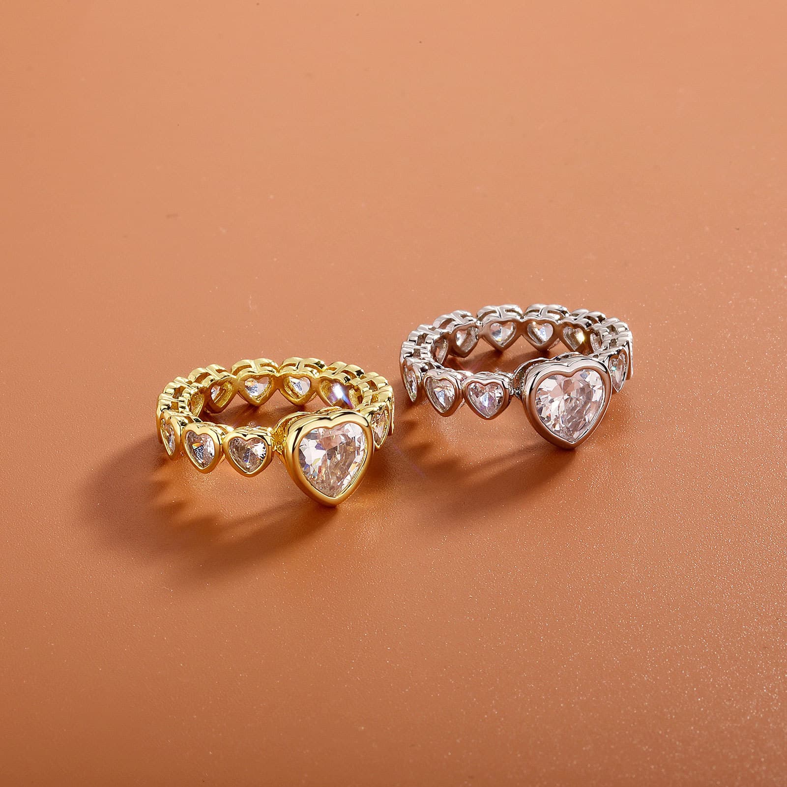 Rings Boutique Light Luxury Love Copper Zircon Row Diamond Ring Temperament Girl High End Niche Retro Design All Match Ring